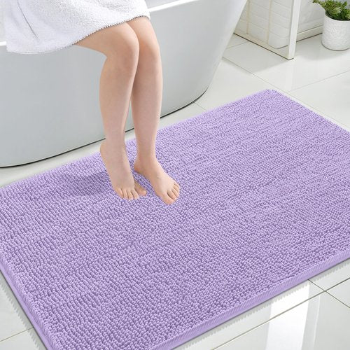 OLANLY Bathroom Rugs 47x32, Extra Soft Absorbent Chenille Bath Rugs, Rubber Backing Quick Dry, Machine Washable Bath Mats for Bathroom Floor, Tub and Shower, Home Decor Accessories, Lavender