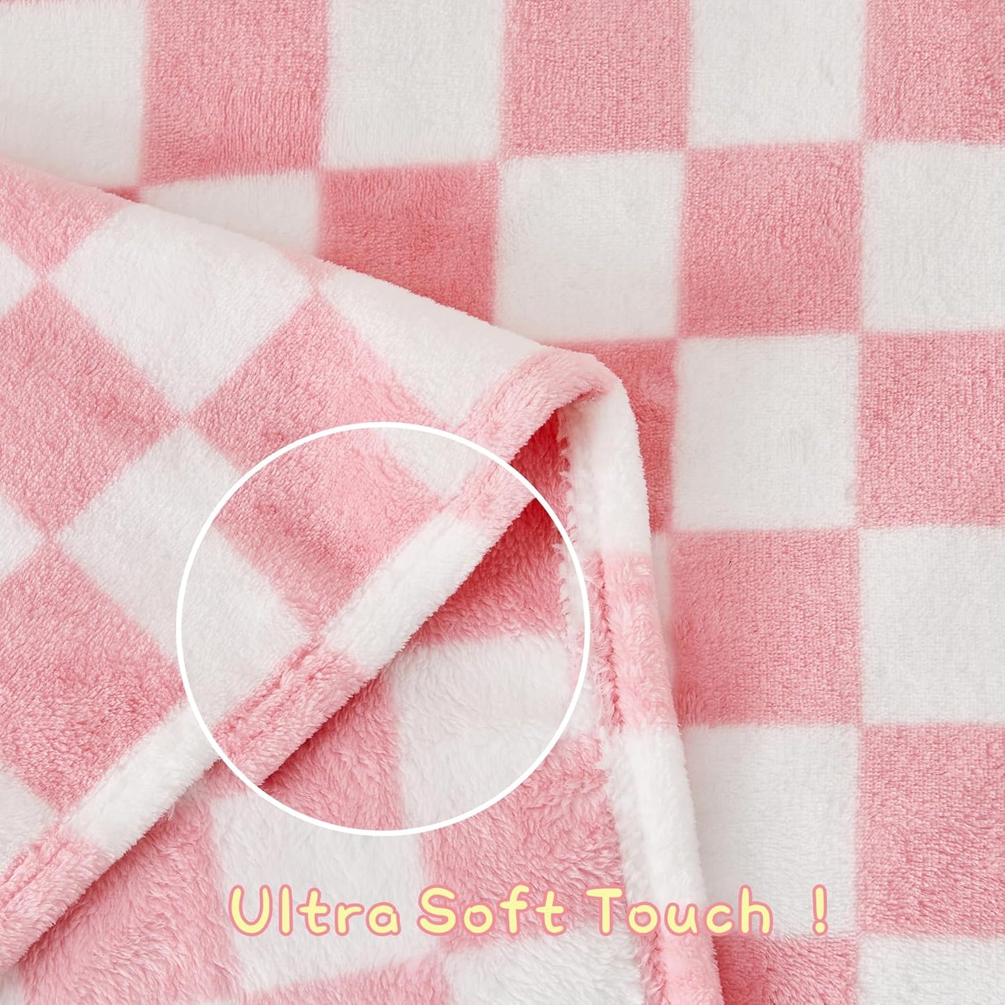 Yurhap Checkered Baby Blanket - Soft Pink Fleece for Girls & Boys | Lightweight 30''x40'' Comfort Blanket