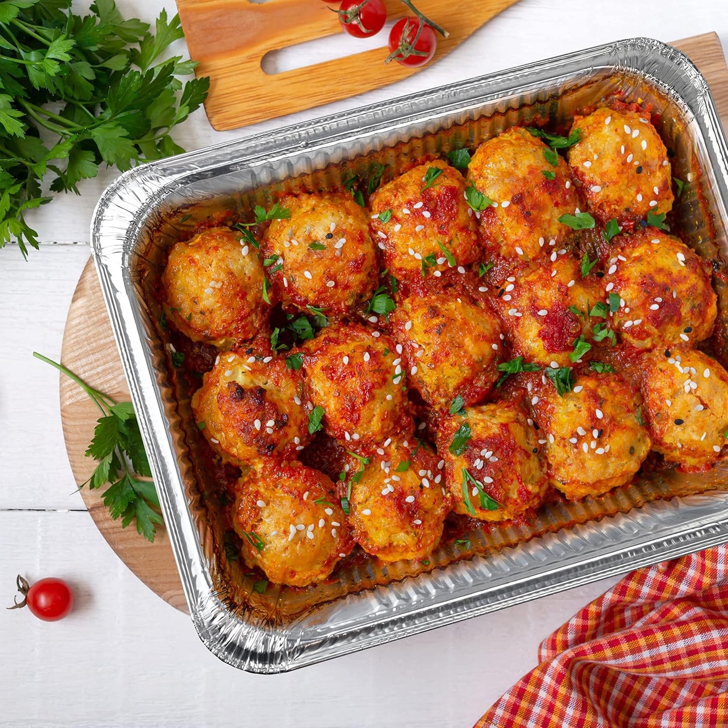 NYHI 9x13 Aluminum Pans With Lids - Disposable Half Size Foil Pans for Catering & Baking | 10 Pack
