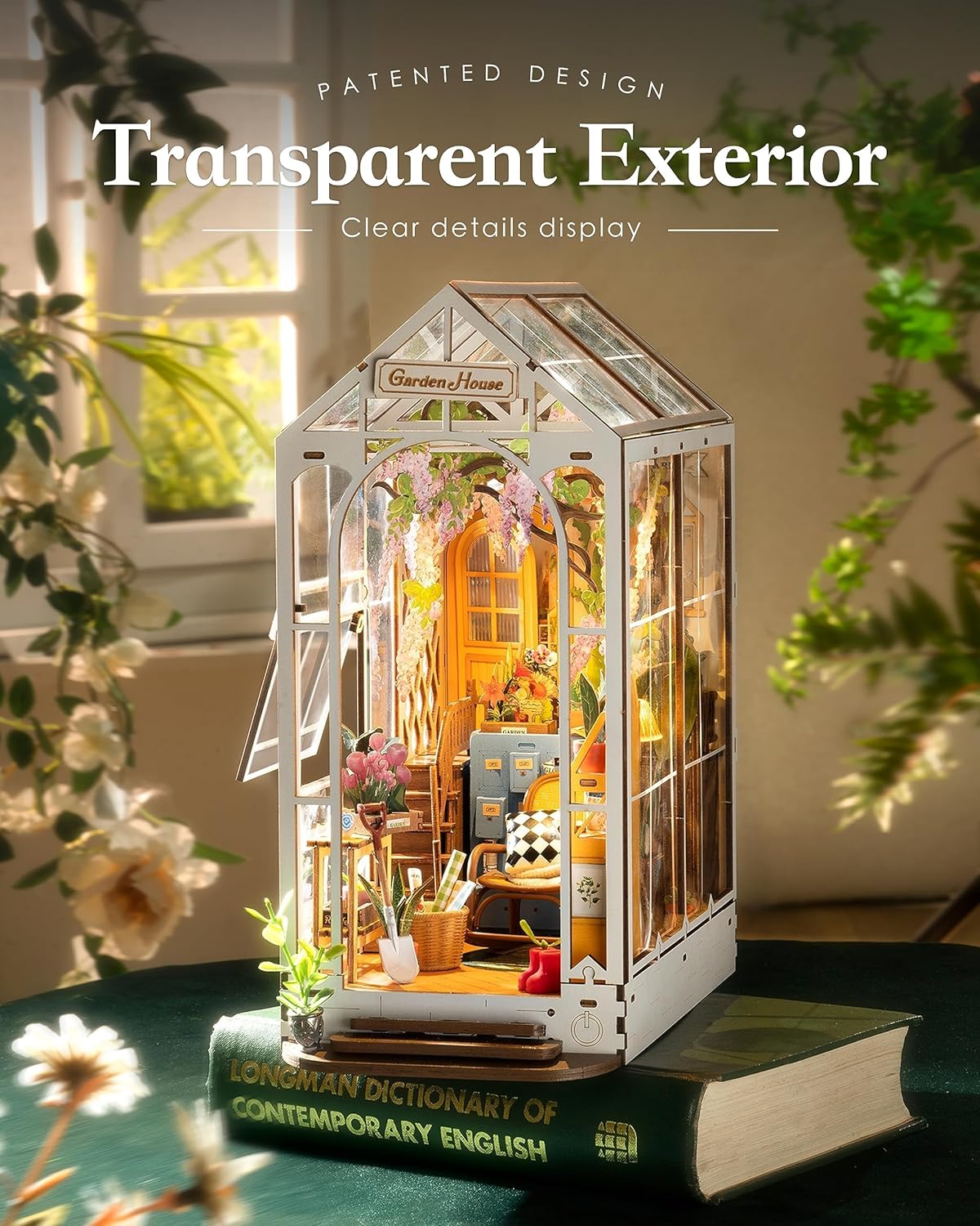 Rolife DIY Book Nook Kit - Garden House Bookshelf Insert | 3D Puzzle Room Decor for All Ages