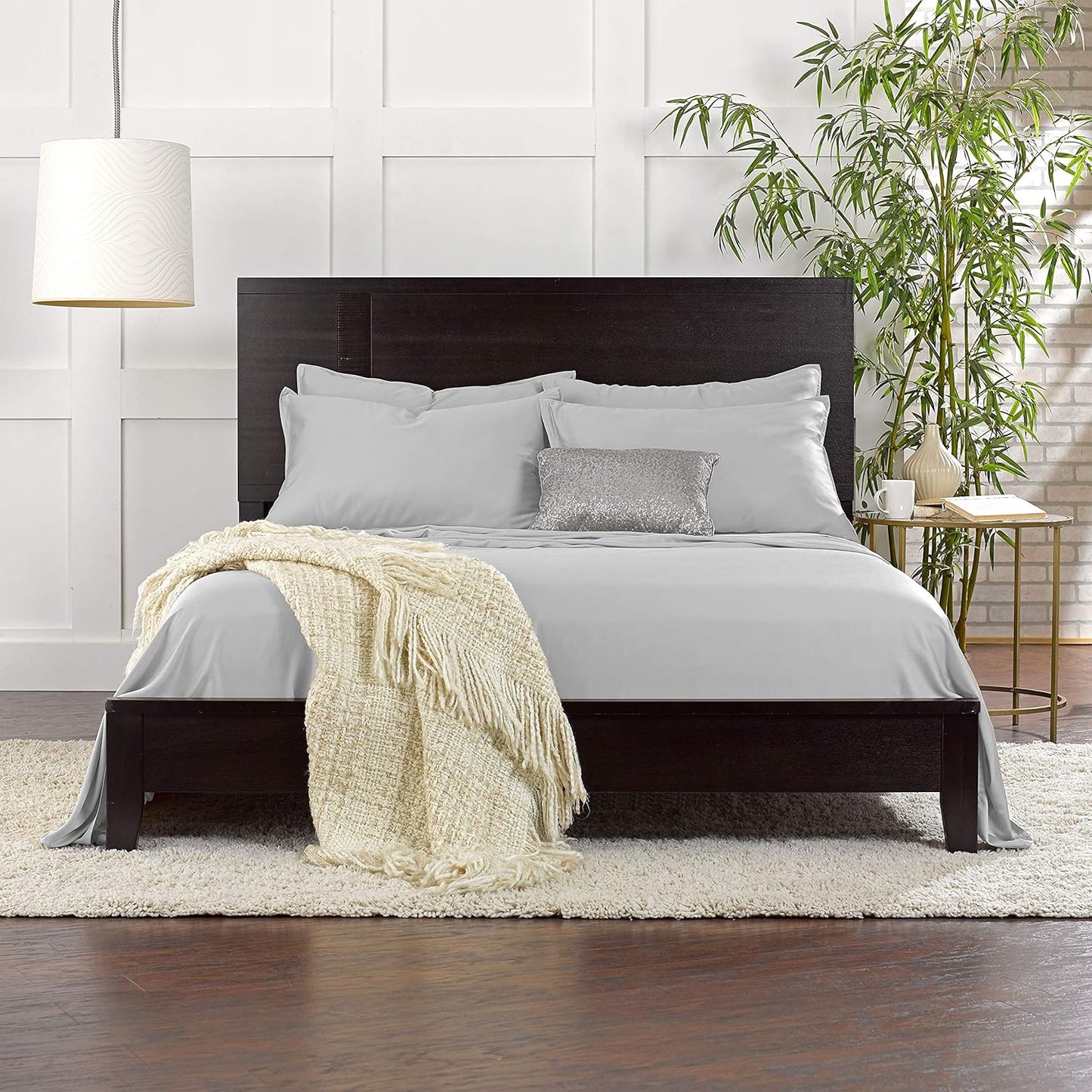 Pure Bamboo Full Bed Sheet Set - 100% Organic Viscose, Luxuriously Soft & Cooling | Silver Pearl, 2-Year Quality Promise