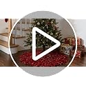 Red Small Ruffled Christmas Tree Skirt 36 Inch for 3-5 Ft Trees - Velvet & Sequin