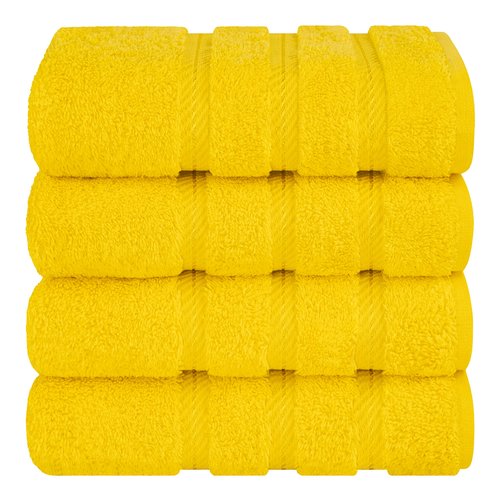 American Soft Linen Luxury Hand Towels for Bathroom, 600 GSM Heawy Weight 16x28 Size 100% Cotton Turkish 4 Piece Hand Face Towel Set, Yellow Hand Towels
