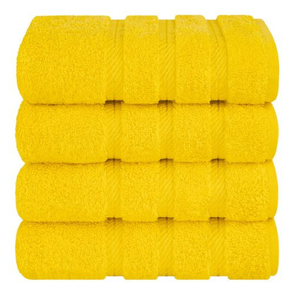 American Soft Linen Luxury Hand Towels for Bathroom, 600 GSM Heawy Weight 16x28 Size 100% Cotton Turkish 4 Piece Hand Face Towel Set, Yellow Hand Towels