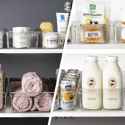 BINO Large Plastic Storage Bins - Multi-Use Fridge/Freezer Organizer | BPA-Free | Curve Collection