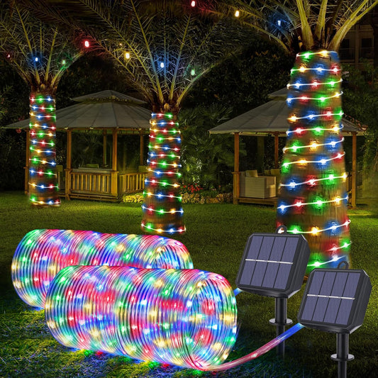 Skiennix Solar Rope Lights - 132ft 400LED Waterproof String Lights | 8 Modes for Outdoor Decor - Multicolor