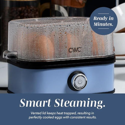 COOK WITH COLOR Egg Cooker - 6-Egg Capacity for Perfect Soft, Medium, or Hard-Boiled Eggs | Rapid Cook Time, Auto Shut-Off & Boil-Dry Protection - Navy