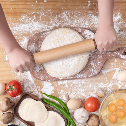 AISOSO Wooden Rolling Pin - 15.75 Inches Nonstick Dough Roller with Handles | Classic Light Yellow Baking Essential