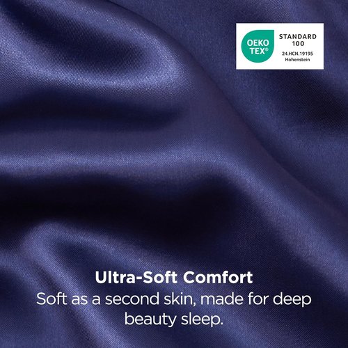 Bedsure King Size Satin Pillowcase Set - Navy Silky Pillow Cases for Hair & Skin, 20x36 Inches, 2-Pack