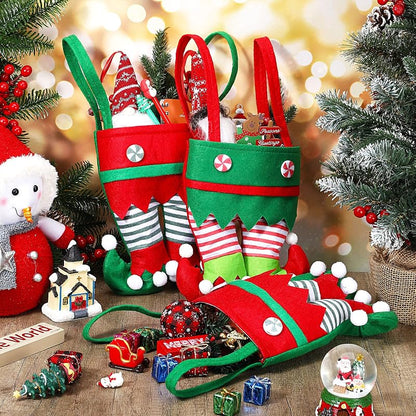 12 Pack Elf Boot Christmas Candy Bags – Felt Treat Bags for Gifts & Party Favors