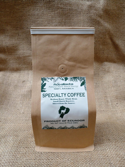 Ecuador Coffee Medium Breakfast Roast Specialty Mountain Grown Single Origin Direct Trade Arabica Washed Whole Bean Coffee - Nucallacta