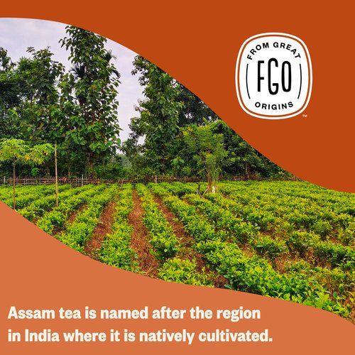 FGO Organic Assam Tea, 100 Count, Eco-Conscious Black Tea Bags, Resealable Bag, Packaging May Vary (Pack of 1)