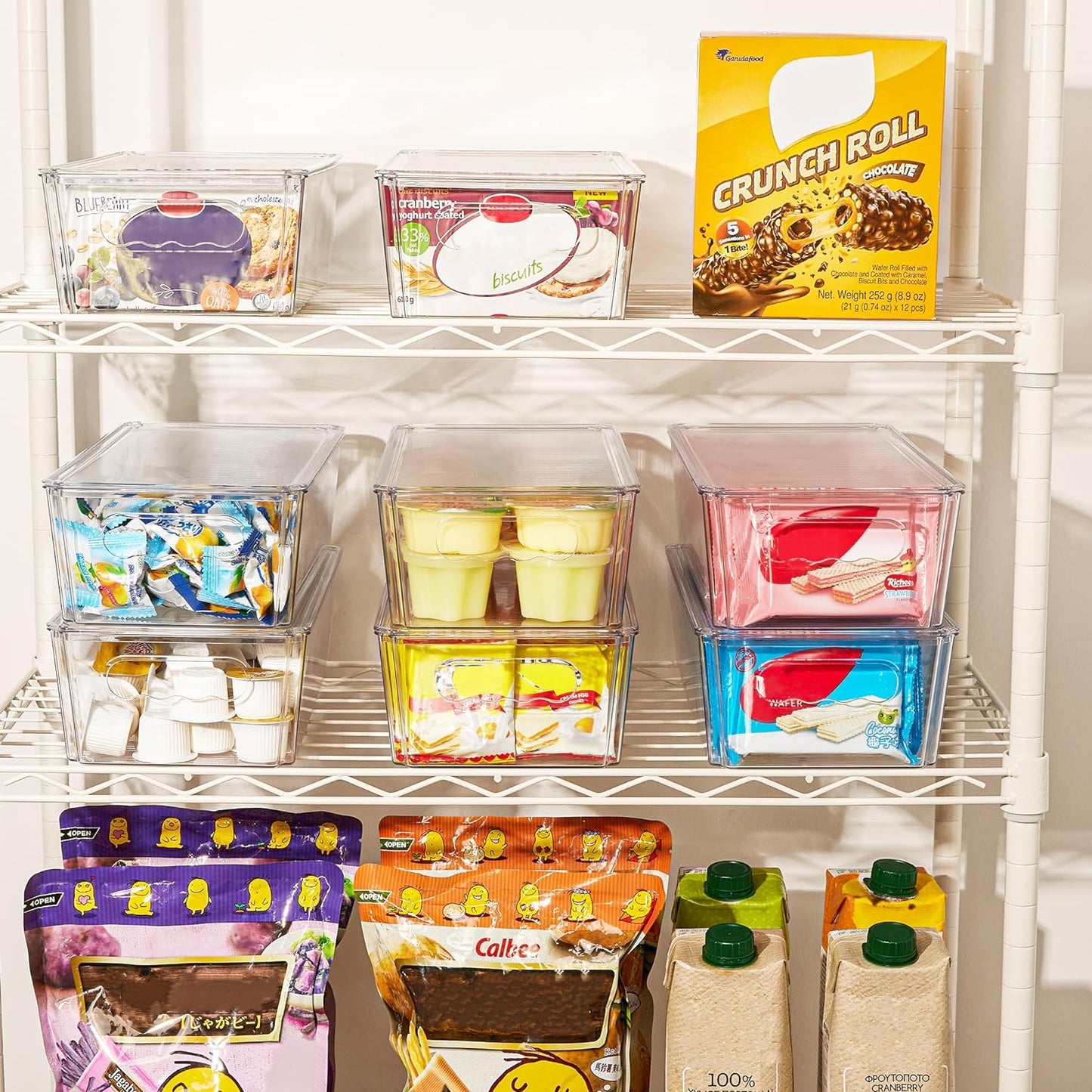 Vtopmart Clear Storage Bins - 8-Piece Stackable Organizers with Lids for Kitchen & Pantry