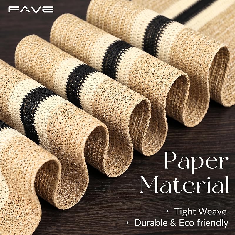 72-Inch Brown Paper Woven Table Runner - Rustic Burlap Style, Variation: Black Striped