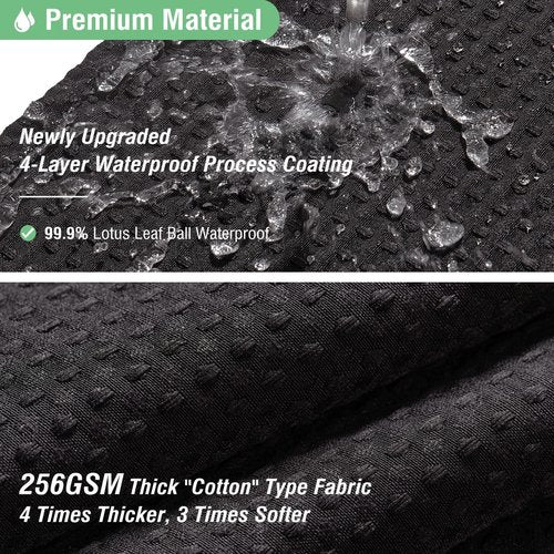 Dynamene Long Black Fabric Shower Curtain - Waffle Textured Tall Heavy Duty Cloth Shower Curtains for Bathroom, 256GSM Large Hotel Spa Luxury Bath Curtain Set with 12 Plastic Hooks(72Wx80H, Black)