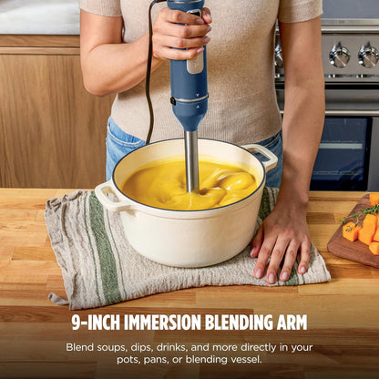 Ninja Immersion Blender - 4-Speed Hand Stick Blender with SplatterShield & PanProtect | Deep Navy, 4-Cup Vessel