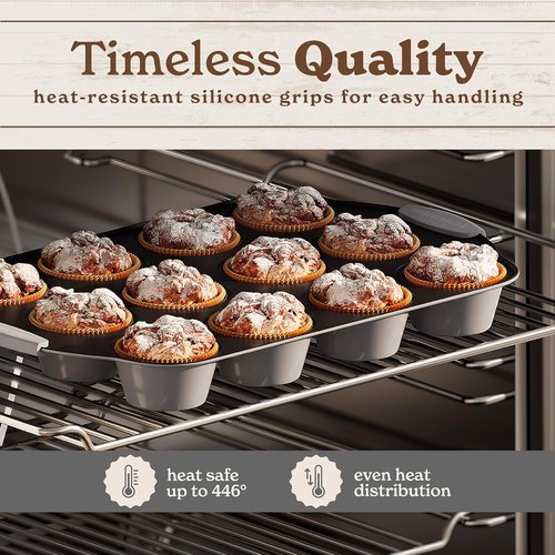 Country Kitchen Nonstick Bakeware Set - Heavy Duty & Easy Release, 10-Piece Set in Grey