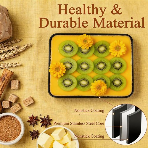 LIANYU Non-Stick Baking Cake Pan - 12⅓ x 9¾ x 2 Inch Stainless Steel Bakeware for Healthy Cooking