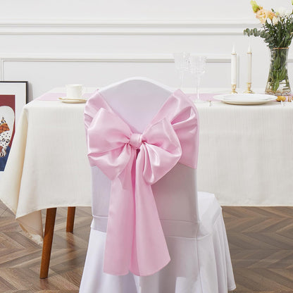 Skiennix Pink Satin Chair Sashes - Elegant Bows for Weddings & Events | 6 x 108 Inch Size