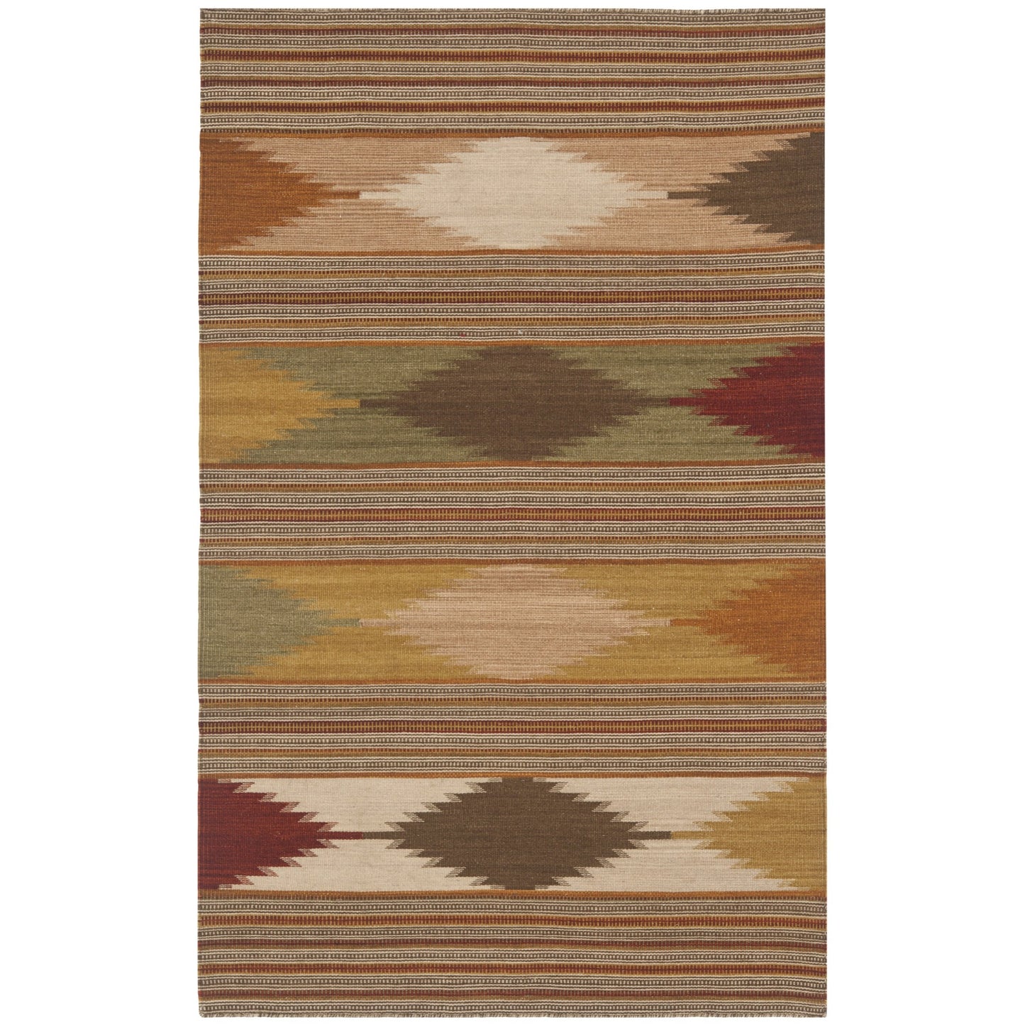 SAFAVIEH Kilim Collection Accent Rug - 3' x 5', Natural & Multi, Handmade Southwestern Tribal Wool, Ideal for High Traffic Areas in Entryway, Living Room, Bedroom (NVK175A)