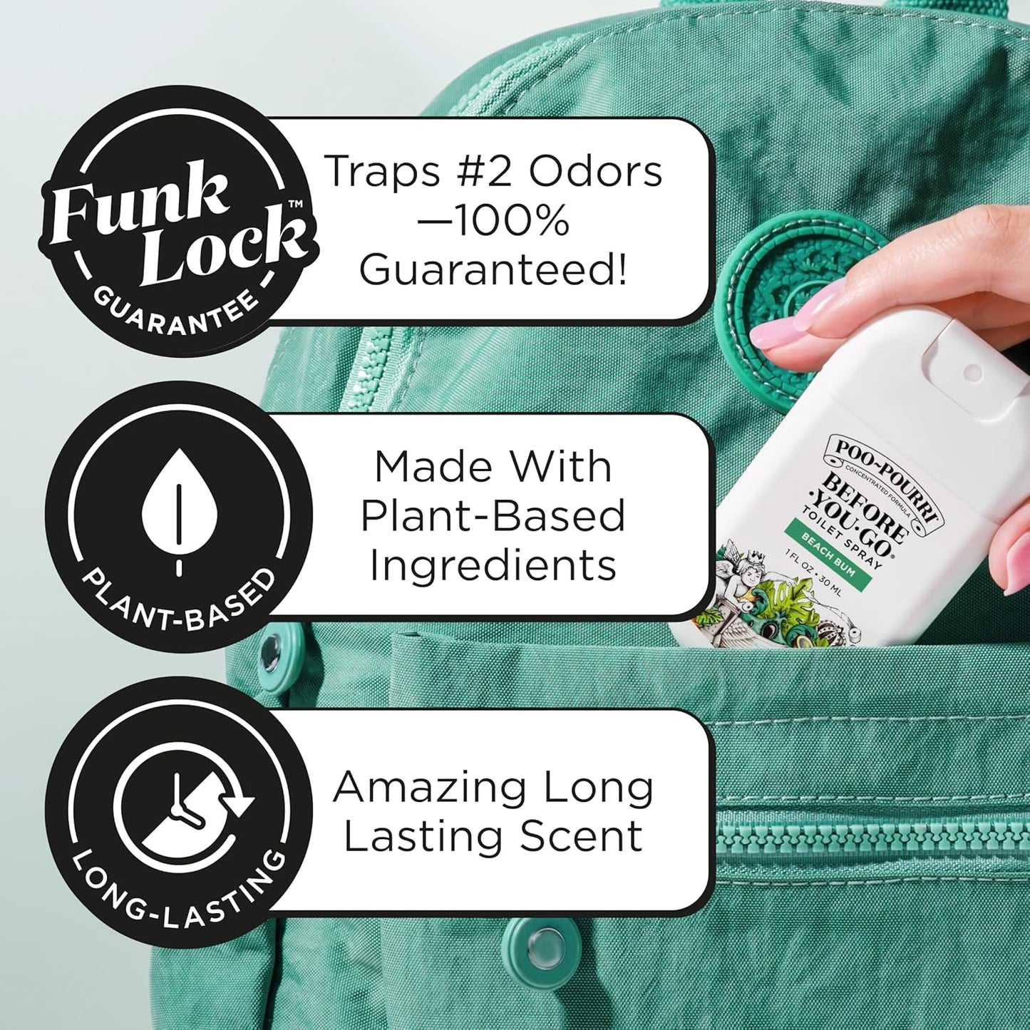Poo-Pourri Pocket Toilet Spray - Travel Essential for On-The-Go Odor Control | Beach Bum, 1 Fl Oz, TSA Approved