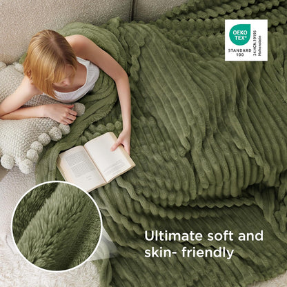 Bedsure GentleSoft California King Size Blanket - Cozy Fleece Throw in Moss, 102x96 Inches for Ultimate Comfort