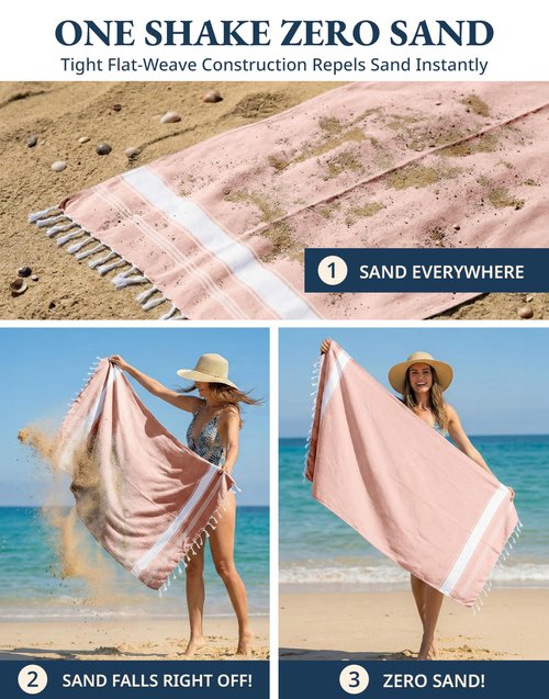 LANE LINEN Beach Towels 4 Pack - Beach Towels Oversized, Pre-Washed Extra Large Beach Towel, Quick Dry, No Sand Beach Towel, Pool Towels for Adults, 39"x71" - Quartz Pink