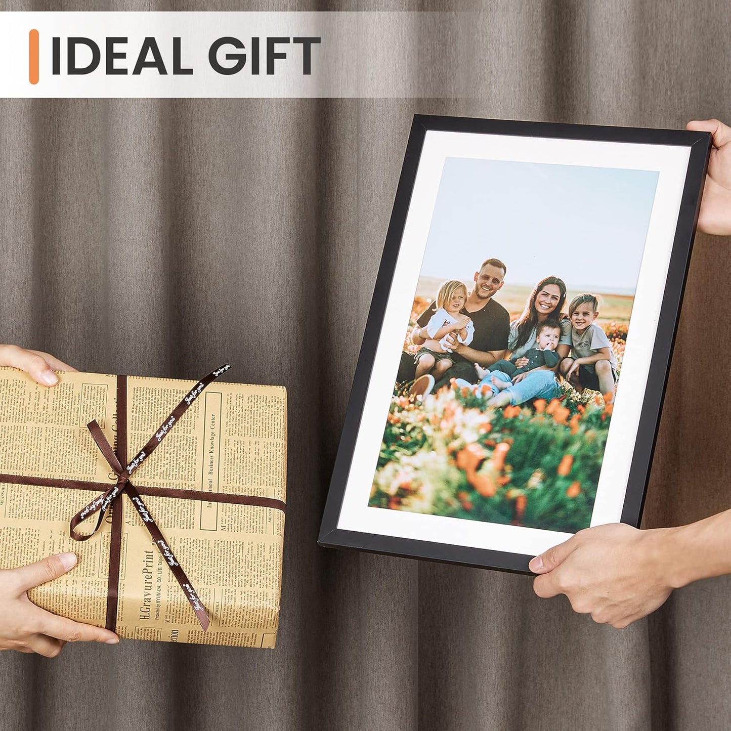 Upsimples 11x17 Picture Frame Set of 5 - Stylish Black Frames for 9x15 or 11x17 Photos