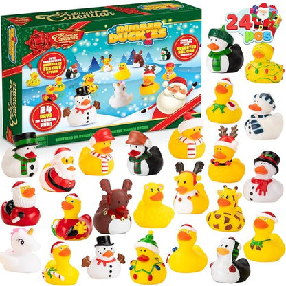 JOYIN Christmas Advent Calendar - 24 Rubber Ducks Countdown for Kids | Fun Bath Toys & Party Favors