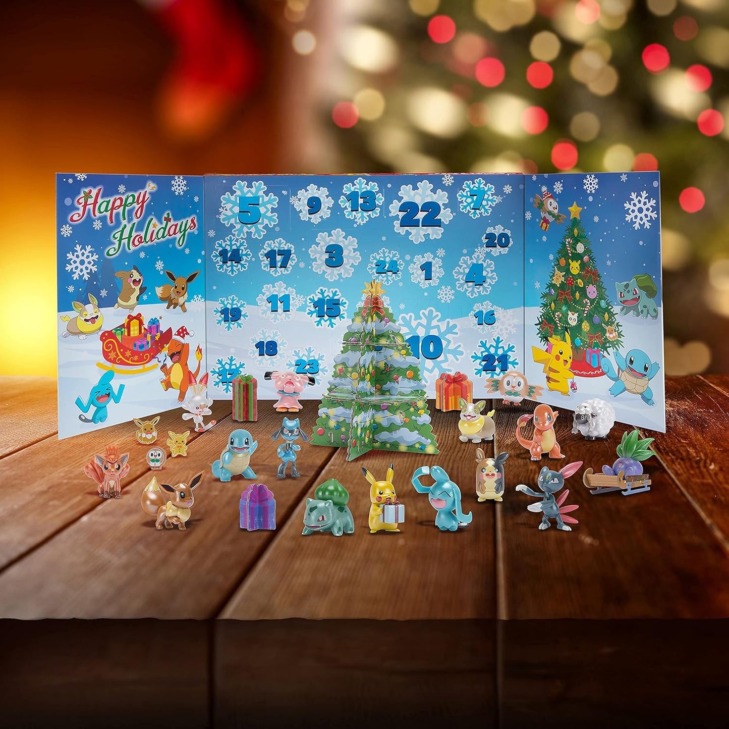 Pokemon 2024 Holiday Advent Calendar - 24 Gift Pieces with 16 Toy Figures & 8 Christmas Accessories for Ages 4+
