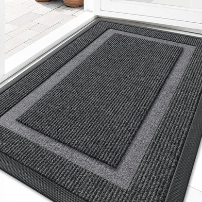 OLANLY Indoor Outdoor Front Door Mat - Waterproof All-Season Doormat, Easy Clean, 29.5x17, Grey