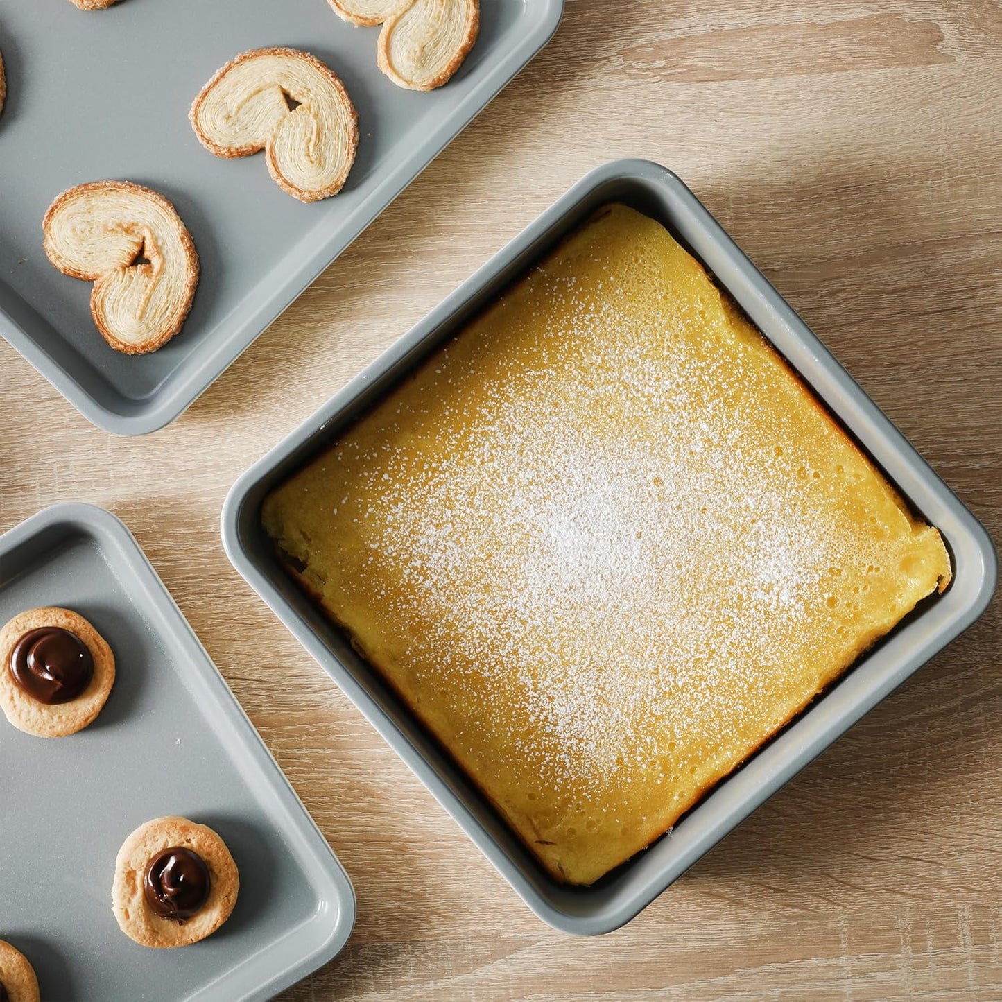Sur La Table Nonstick Rectangular Cake Pan - 9 Inch, PFOA-Free, Linen White Finish