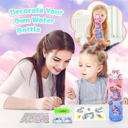 13PCS Unicorn Cat Toys Gifts for Girls 4-6 7 8 9 10 Years Old, Girls Birthday Gifts Set with Light Up Star Pillow DIY Water Bottle Kits, for Daughter Niece Christmas Birthday Baskets for Kids
