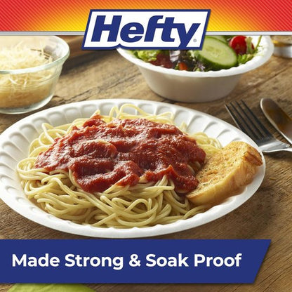 Hefty Disposable Foam Plates - Soak Proof Design for Easy Cleanup | 8.9 Inches, 100 Count, White