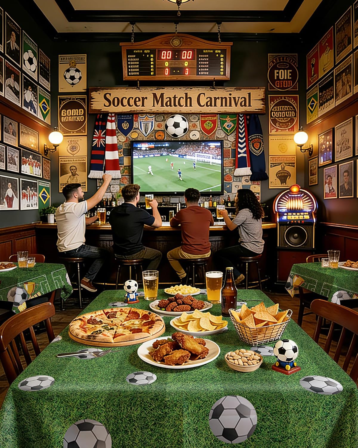 Niuara Soccer Table Cloth - 4 Pack Disposable 54" x 108" Tablecloths for Soccer Parties & World Cup 2026