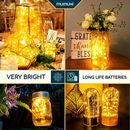 MUMUXI Fairy String Lights - 20 Pack 3.3ft Battery Operated Mini LEDs for Weddings & Crafts | Warm White