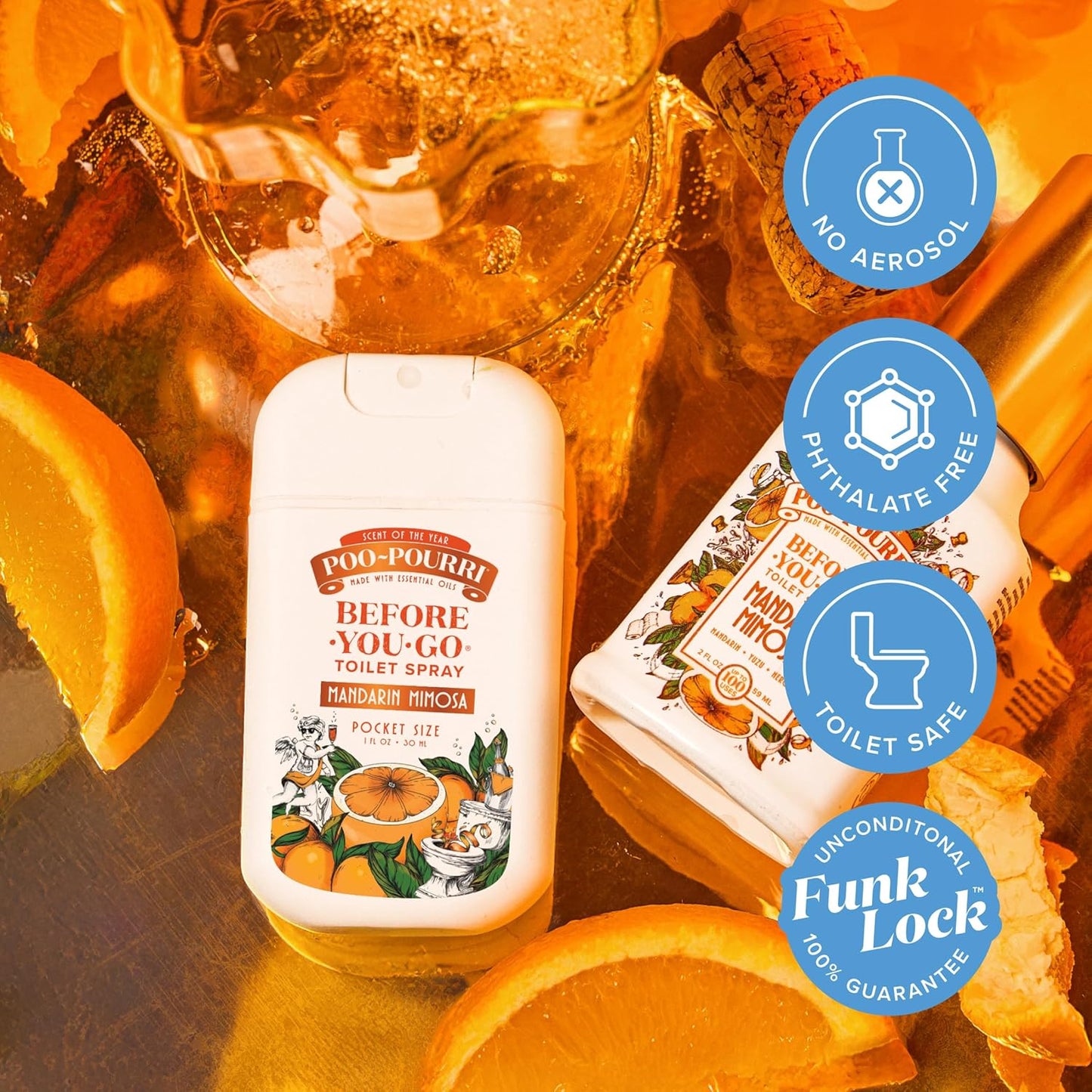 Poo-Pourri Pocket Toilet Spray - Mandarin Mimosa Travel Deodorizer | 1 Fl Oz, TSA Approved, Up to 50 Uses