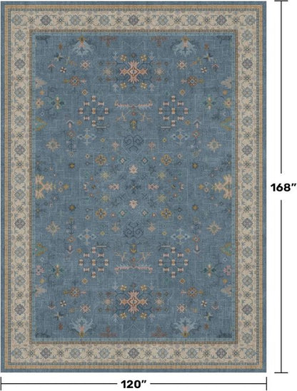 Hazo Haus Blue Area Rug - Dusty Blue 10x14 Washable Lightweight Low Pile for Living Room & Bedroom