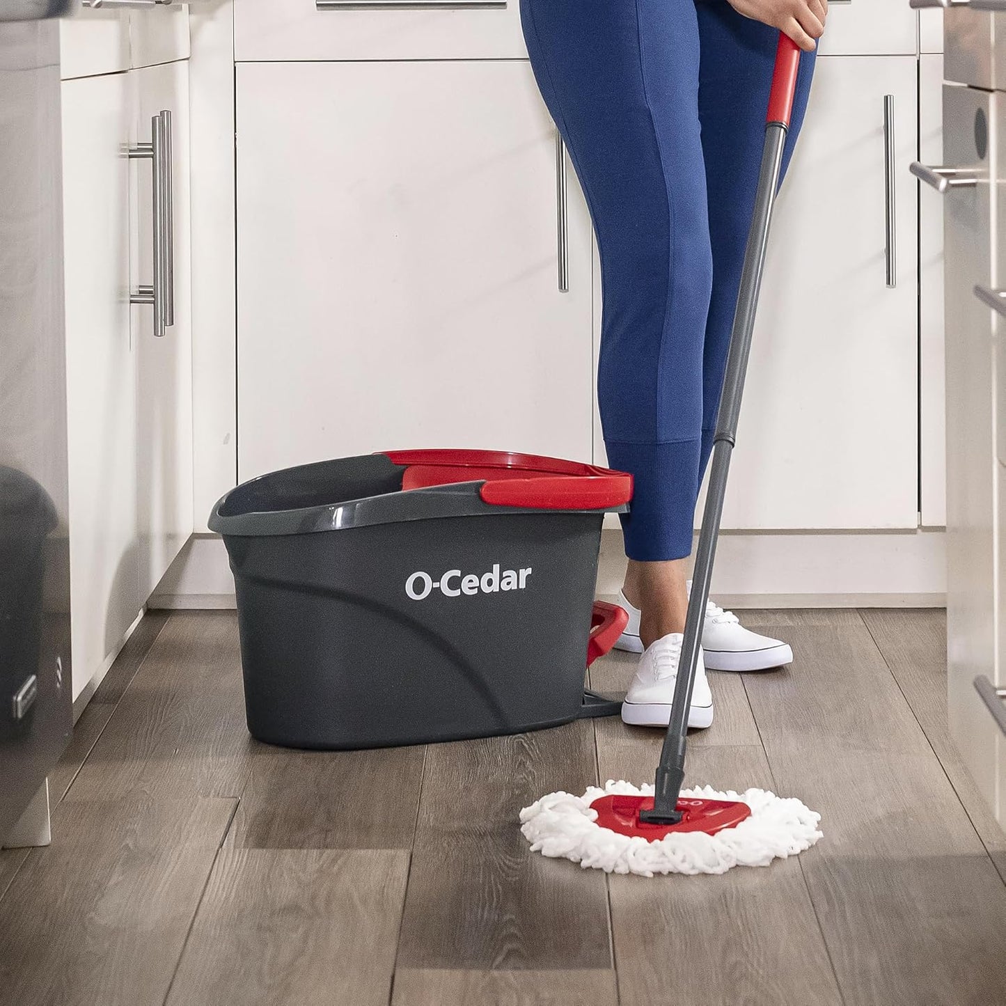 O-Cedar EasyWring Microfiber Spin Mop - Complete Floor Cleaning System with 4 Extra Refills