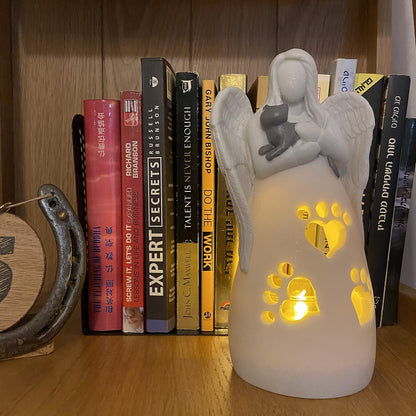 OakiWay Cat Memorial Gifts - Angel Candle Holder Figurine with Flickering LED Light | Sympathy Gifts for Cat Lovers