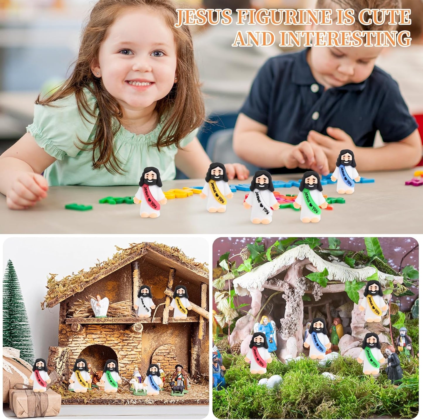 Nedeqi Mini Jesus Figurines - 100 PCS Tiny Pocket Rubber Jesus Figures for Religious Favors | Baptism & Easter Gifts