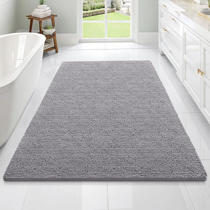 OLANLY Large Bathroom Rugs - Extra Soft Chenille Bath Mats with Rubber Backing | Quick Dry, Machine Washable, Grey 70x46