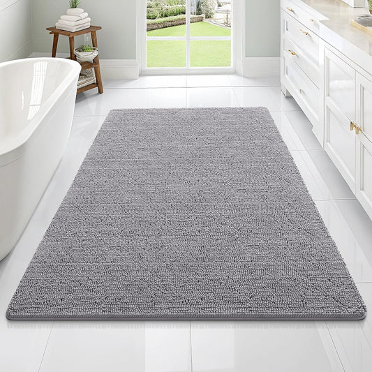 OLANLY Large Bathroom Rugs - Extra Soft Chenille Bath Mats with Rubber Backing | Quick Dry, Machine Washable, Grey 70x46