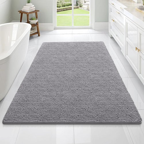 OLANLY Bathroom Rugs 70x46, Extra Soft Absorbent Chenille Bath Rugs, Rubber Backing Quick Dry, Machine Washable Bath Mats for Bathroom Floor, Tub and Shower, Home Decor Accessories, Grey