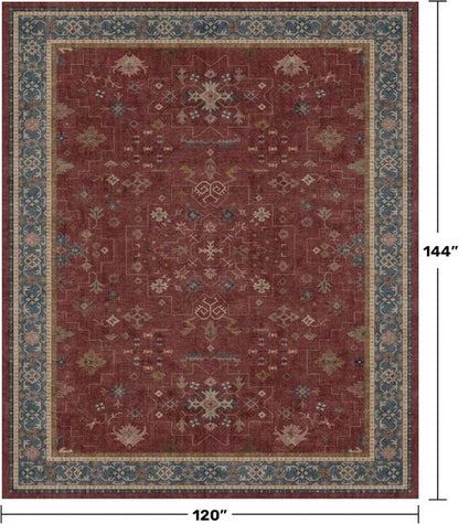 Hazo Haus Moroccan Area Rug - Dark Red 10x12 Washable Lightweight Rug for Living Room & Dining Room