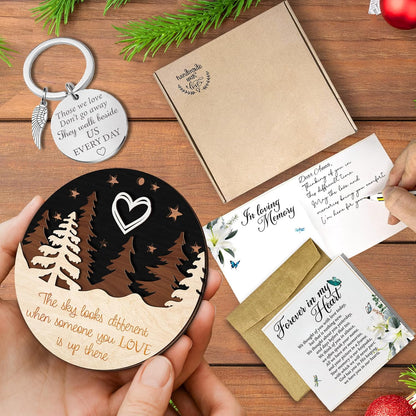 4" Memorial Christmas Ornament 2025 - Angel Wings Keychain & Condolence Card | Sympathy Gift for Loved Ones