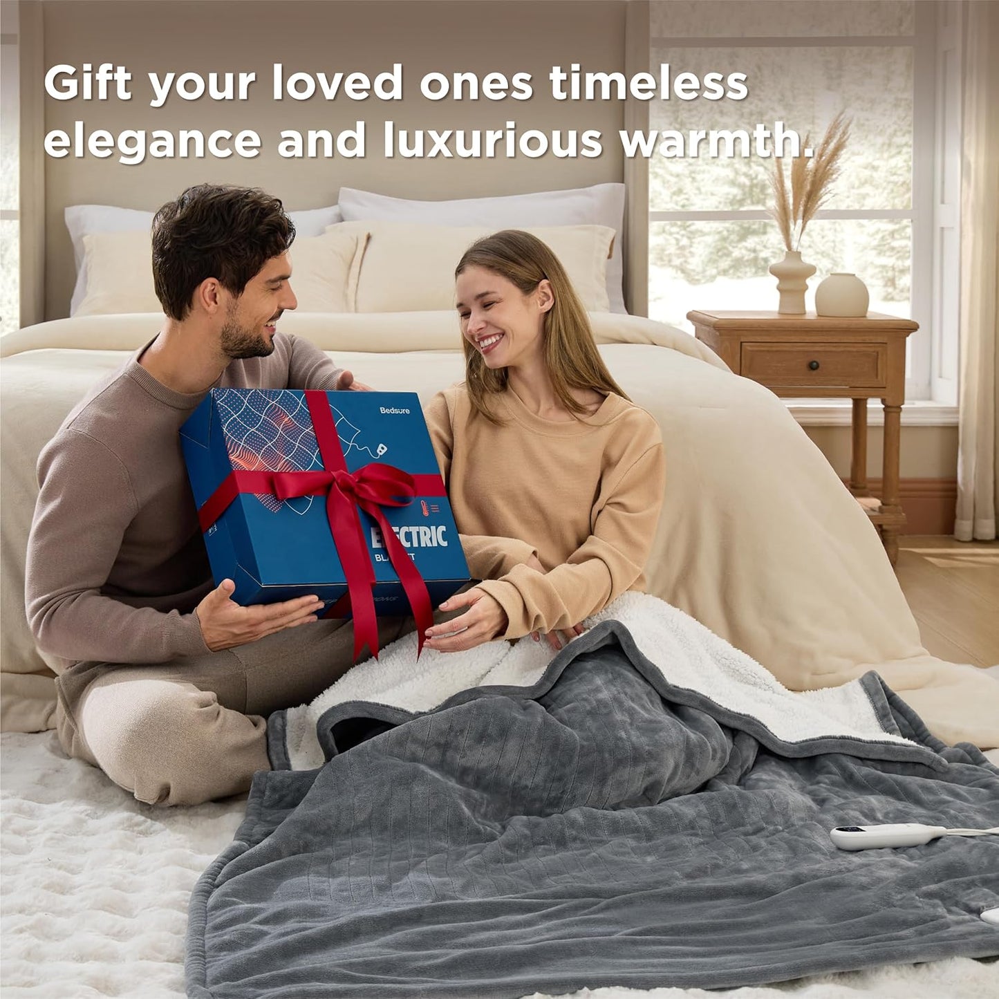 Bedsure Heated Blanket - Soft Flannel Electric Throw with 4 Time & 6 Heating Settings | 50"x60", Grey