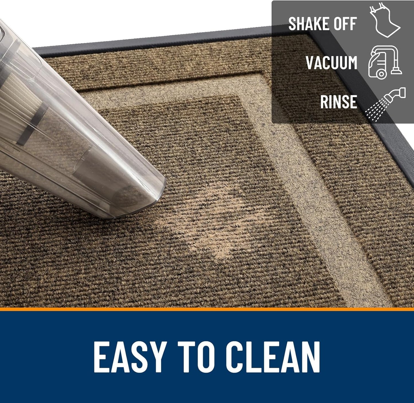 OLANLY Waterproof Front Door Mat - All-Season, Sturdy Natural Rubber, Easy Clean | 47x30, Brown