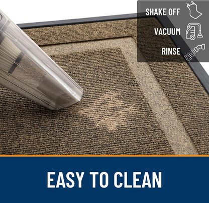 OLANLY Waterproof Front Door Mat - All-Season, Sturdy Natural Rubber, Easy Clean | 47x30, Brown