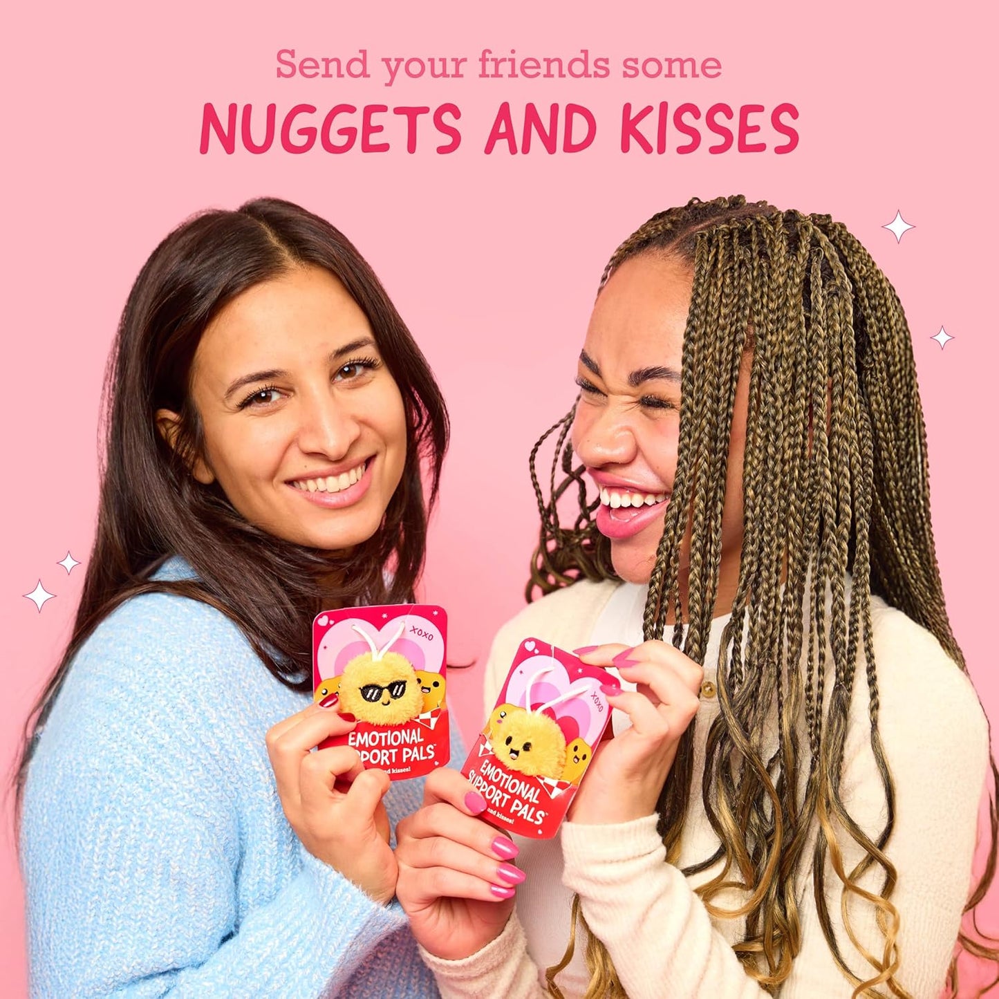 Relatable Emotional Support V-Day Nugget Cards - Valentine's Plush Gift Set with 10 Plushies & Cards